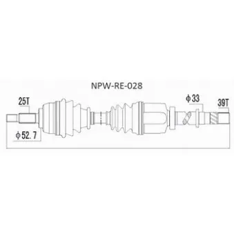 Arbre de transmission SAMAXX NPW-RE-028 pour RENAULT MEGANE 1.9 DCI - 90cv