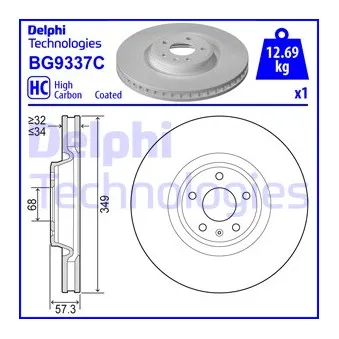 DELPHI BG9337C - Jeu de 2 disques de frein avant