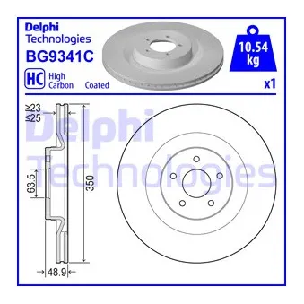 DELPHI BG9341C - Jeu de 2 disques de frein avant