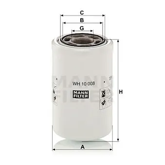 Filtre, système hydraulique de travail MANN-FILTER WH 10 008 pour JOHN DEERE Series 6 6105R - 105cv