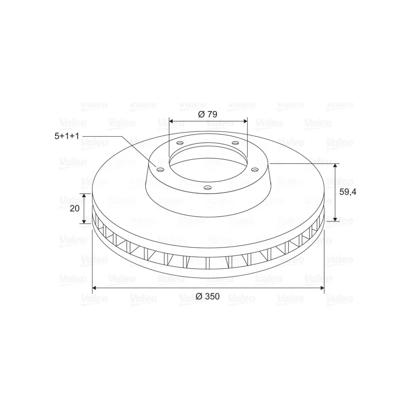 Jeu de 2 disques de frein arrière VALEO 197684 - Visuel 1