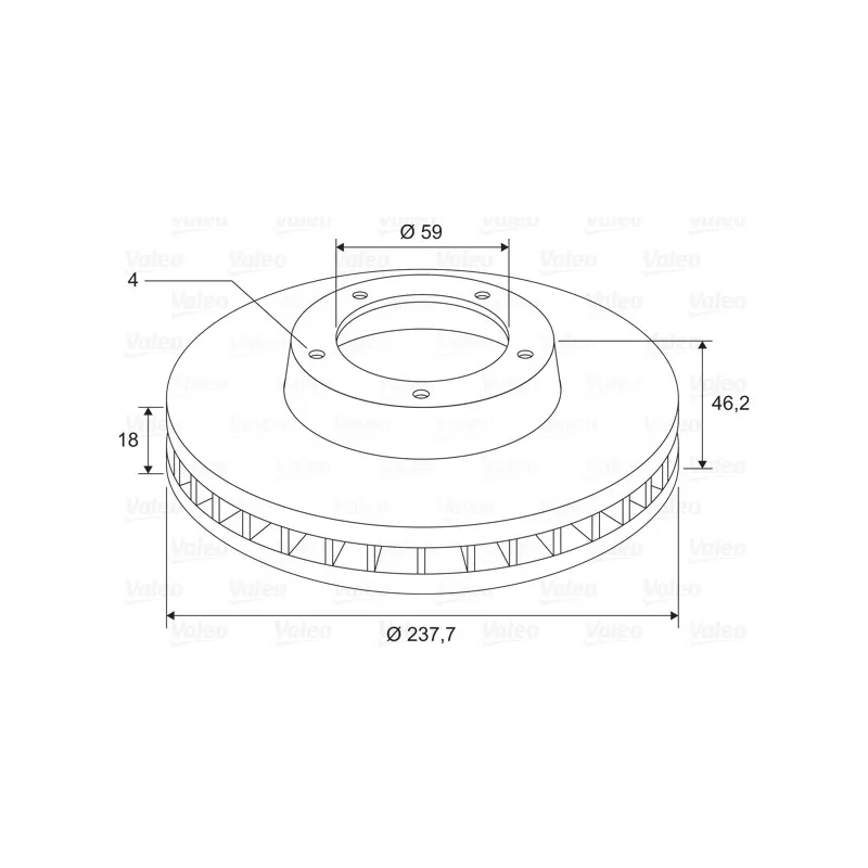 Jeu de 2 disques de frein avant VALEO 197700 - Visuel 1