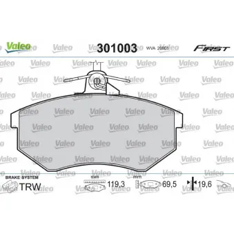 Jeu de 4 plaquettes de frein avant VALEO OEM 357698151