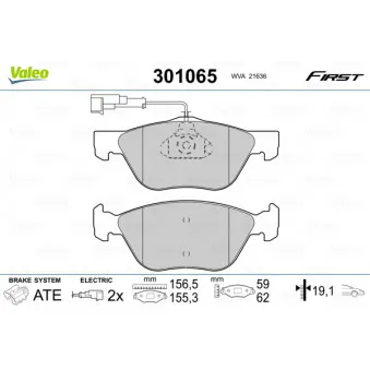 VALEO 301065 - Jeu de 4 plaquettes de frein avant