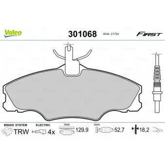 Jeu de 4 plaquettes de frein avant VALEO 301068