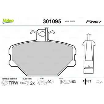 Jeu de 4 plaquettes de frein avant VALEO OEM 77362268