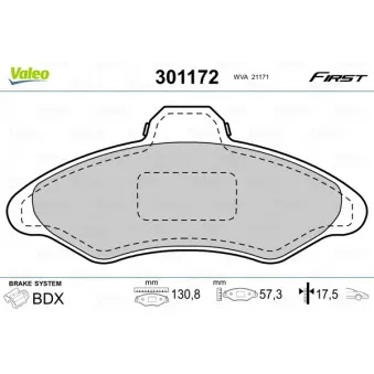Jeu de 4 plaquettes de frein avant VALEO OEM 96AB2K021AB