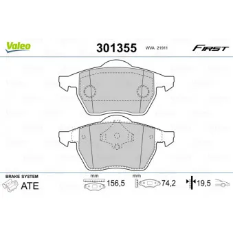 Jeu de 4 plaquettes de frein arrière VALEO OEM 4D0698151A