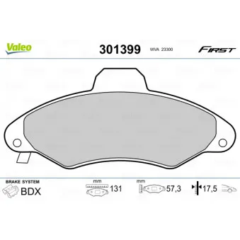 Jeu de 4 plaquettes de frein avant VALEO OEM 97AX2K021AB