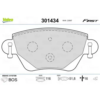 Jeu de 4 plaquettes de frein arrière VALEO OEM 1S712M008BB
