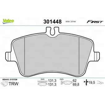 Jeu de 4 plaquettes de frein avant VALEO OEM 0034204520