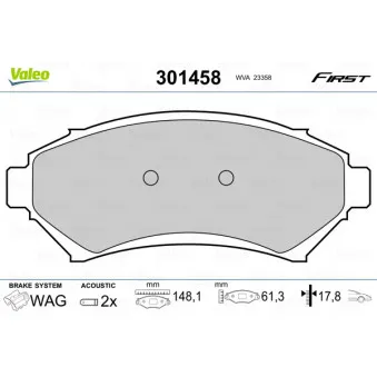 Jeu de 4 plaquettes de frein avant VALEO OEM 1605947