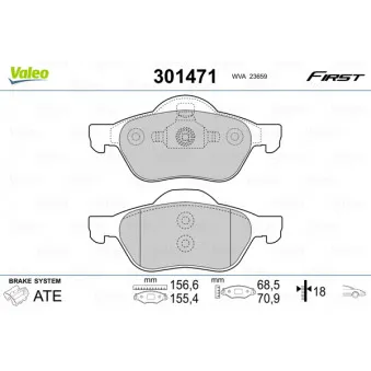 VALEO 301471 - Jeu de 4 plaquettes de frein avant