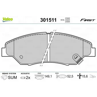 Jeu de 4 plaquettes de frein avant VALEO OEM 0K0453323Z