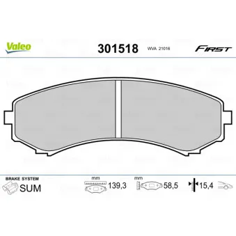 Jeu de 4 plaquettes de frein avant VALEO OEM MR527868