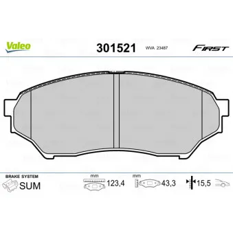 VALEO 301521 - Jeu de 4 plaquettes de frein avant