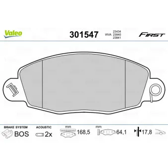 Jeu de 4 plaquettes de frein avant VALEO 301547