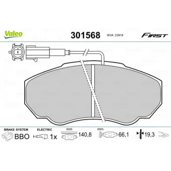 Jeu de 4 plaquettes de frein avant VALEO OEM 425243