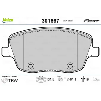 Jeu de 4 plaquettes de frein avant VALEO OEM 6Q0698151A