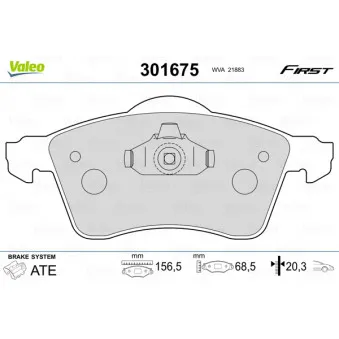 VALEO 301675 - Jeu de 4 plaquettes de frein avant