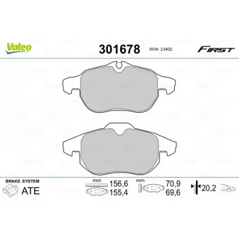 VALEO 301678 - Jeu de 4 plaquettes de frein avant