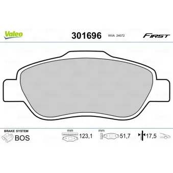 Jeu de 4 plaquettes de frein avant VALEO OEM 71770008