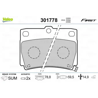 Jeu de 4 plaquettes de frein arrière VALEO OEM MN102626