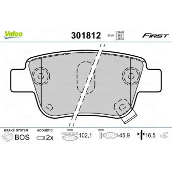 Jeu de 4 plaquettes de frein arrière VALEO OEM 04466YZZE2