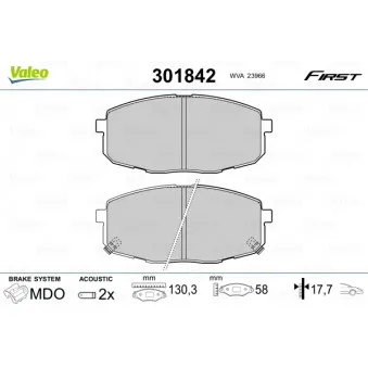 Jeu de 4 plaquettes de frein avant VALEO OEM 581011HA00