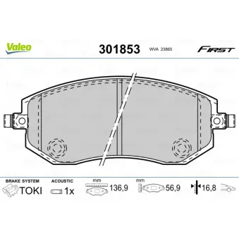 VALEO 301853 - Jeu de 4 plaquettes de frein avant