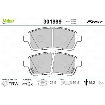 Jeu de 4 plaquettes de frein avant VALEO OEM 04465B1320