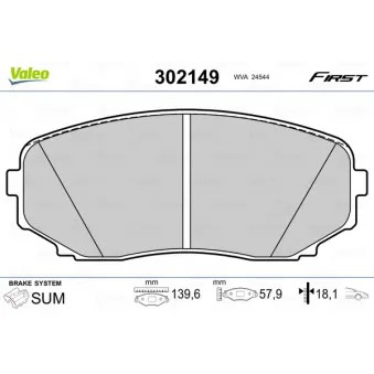 Jeu de 4 plaquettes de frein avant VALEO OEM L2Y63328Z