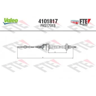 Tirette à câble, commande d'embrayage VALEO 4101817 pour OPEL ASTRA 1.6 i 16V - 101cv