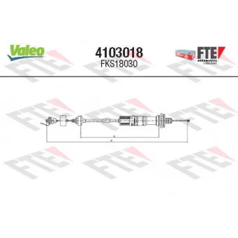 Tirette à câble, commande d'embrayage VALEO 4103018 pour PEUGEOT 206 1.4 HDI eco 70 - 68cv