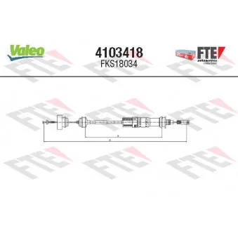 VALEO 4103418 - Tirette à câble, commande d'embrayage