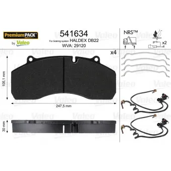Jeu de 4 plaquettes de frein avant VALEO OEM 725857