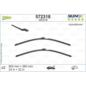 Kit balais d'essuie-glace VALEO 572318 pour MERCEDES-BENZ CLASSE S AMG S 65 - 630cv