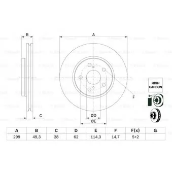 Jeu de 2 disques de frein avant BOSCH [0 986 479 F49]