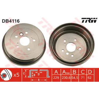 TRW DB4116 - Tambour de frein