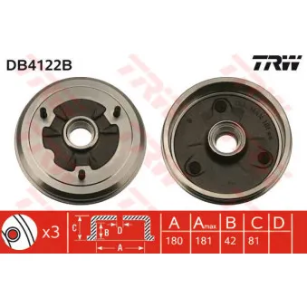 TRW DB4122B - Tambour de frein
