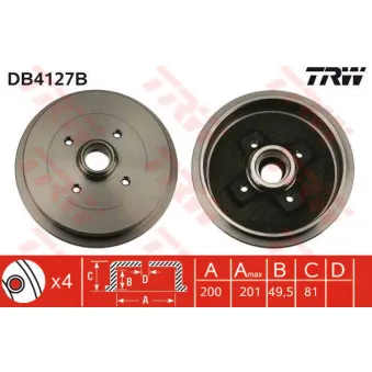 TRW DB4127B - Tambour de frein