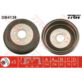 TRW DB4138 - Tambour de frein