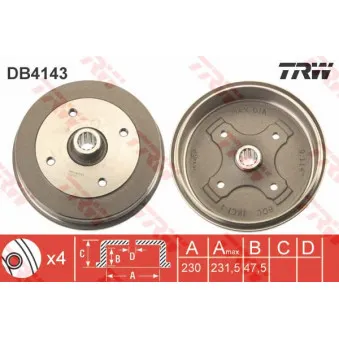 TRW DB4143 - Tambour de frein