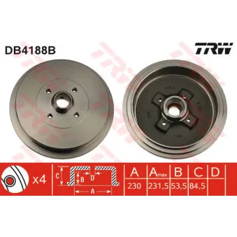 TRW DB4188B - Tambour de frein