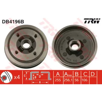TRW DB4196B - Tambour de frein