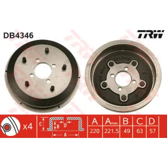 TRW DB4346 - Tambour de frein