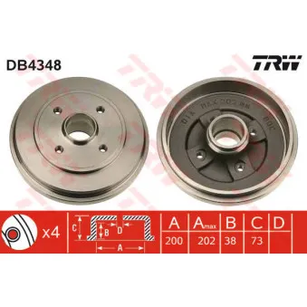 TRW DB4348 - Tambour de frein