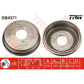 TRW DB4371 - Tambour de frein