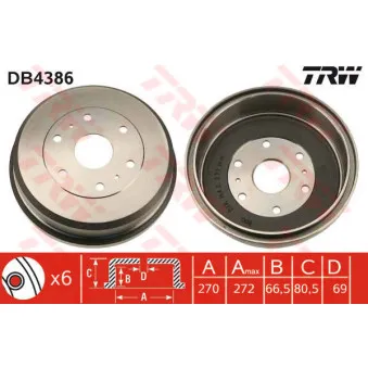 TRW DB4386 - Tambour de frein