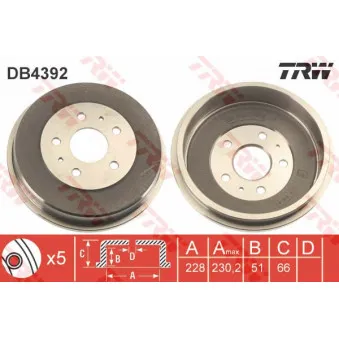 TRW DB4392 - Tambour de frein